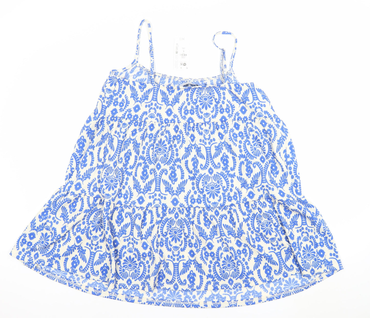 Primark Women Blue Floral Slip Dress Size L Lightweight Summer