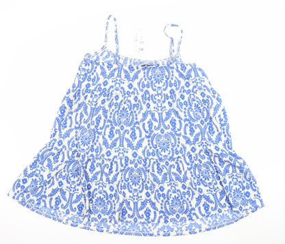 Primark Women Blue Floral Slip Dress Size L Lightweight Summer