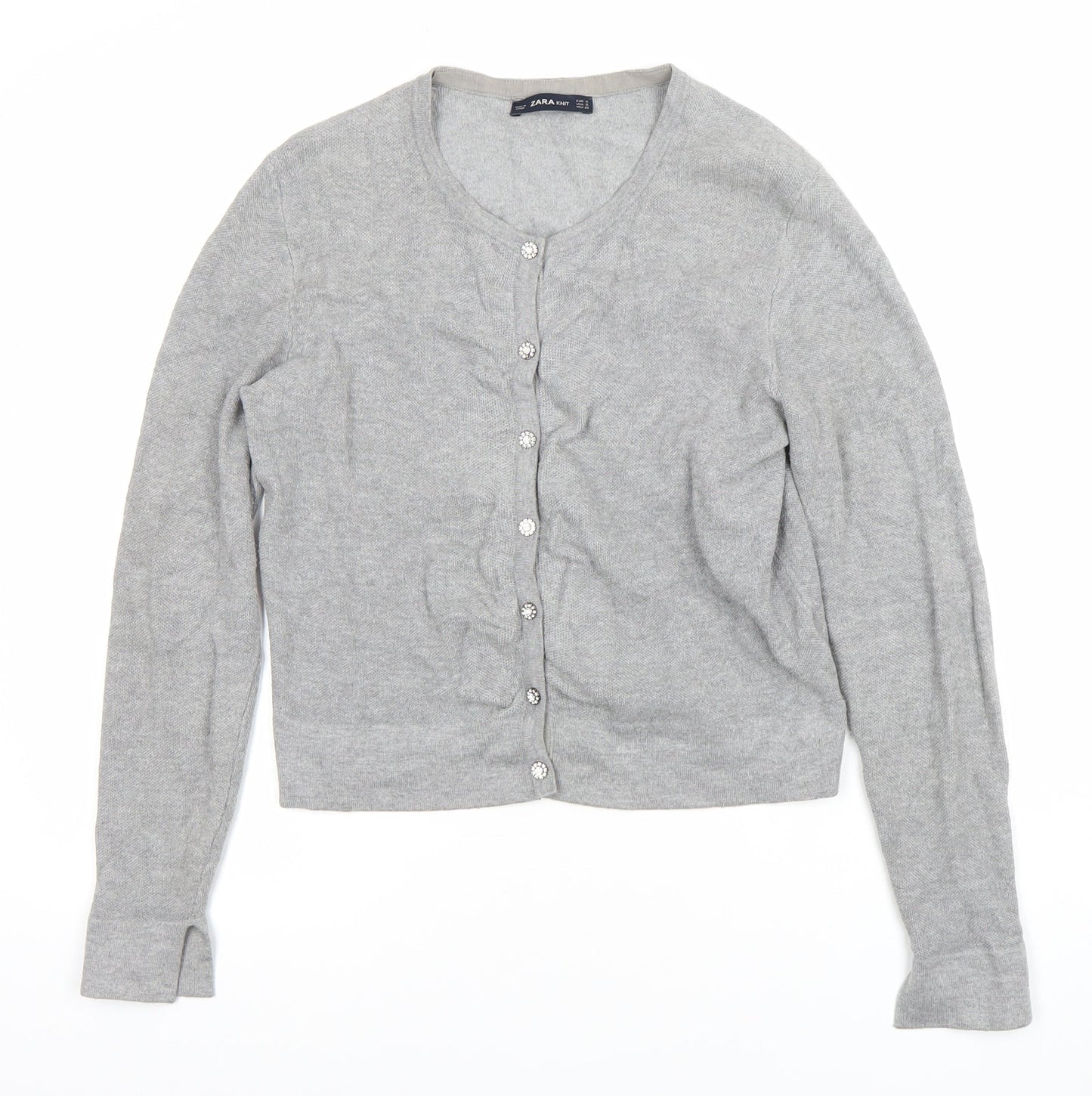 Womens UK Size S Zara Grey Cardigan Jumper