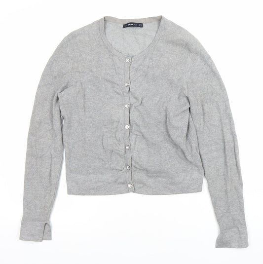 Womens UK Size S Zara Grey Cardigan Jumper