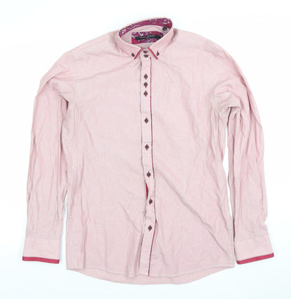 Mens UK Collar Size M Guide London Smart Pink  Dress Shirt