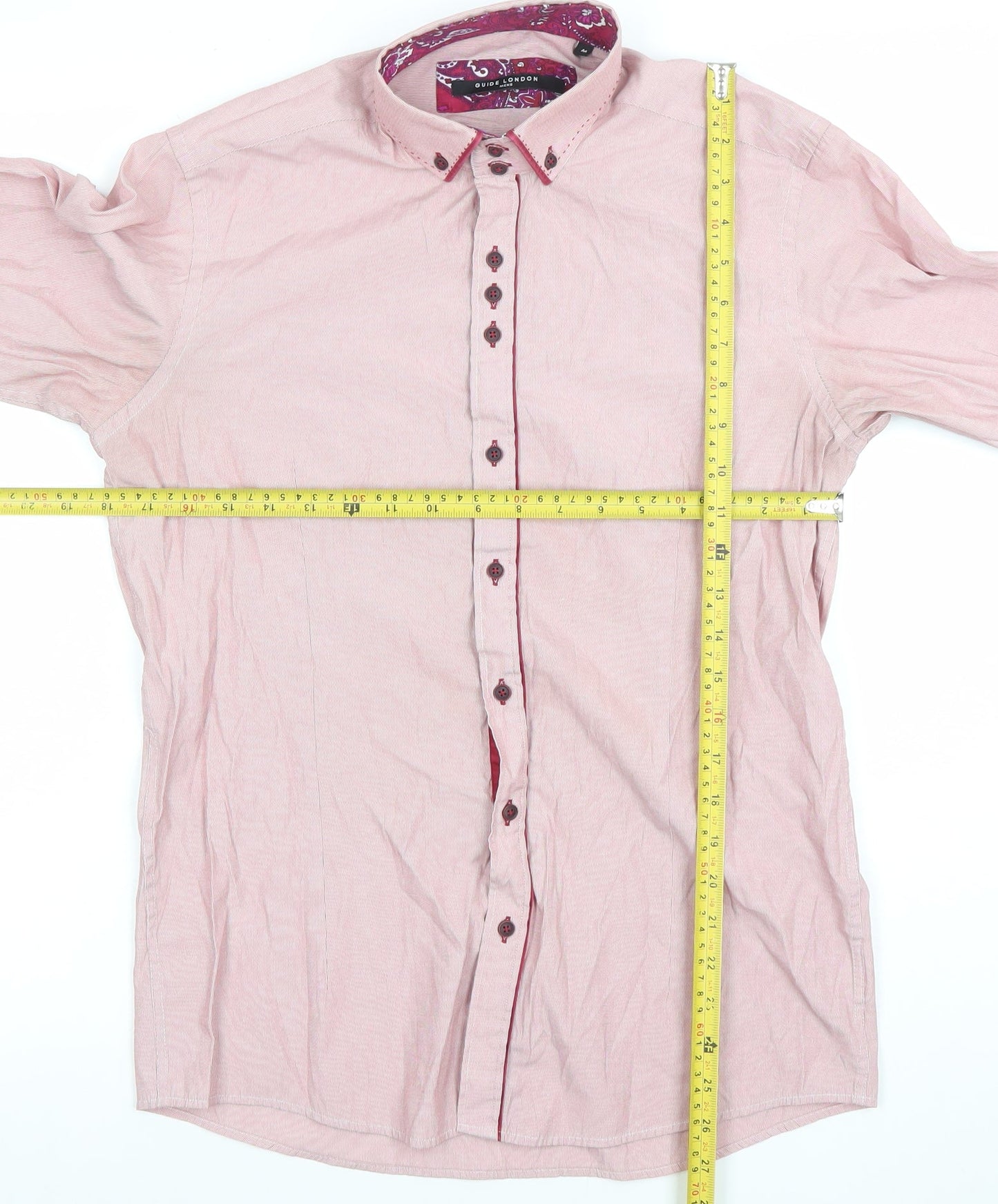 Mens UK Collar Size M Guide London Smart Pink  Dress Shirt
