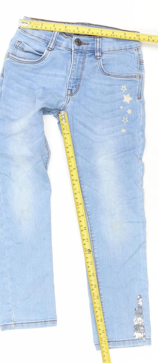Girls UK Size 6 Years Blue Seven Regular Fit Skinny Jeans