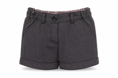 F&F Girls Grey Check Chino Shorts 2-3 Years Cotton Blend Elastic Waist