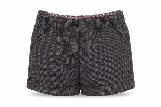 F&F Girls Grey Check Chino Shorts 2-3 Years Cotton Blend Elastic Waist