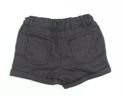 F&F Girls Grey Check Chino Shorts 2-3 Years Cotton Blend Elastic Waist