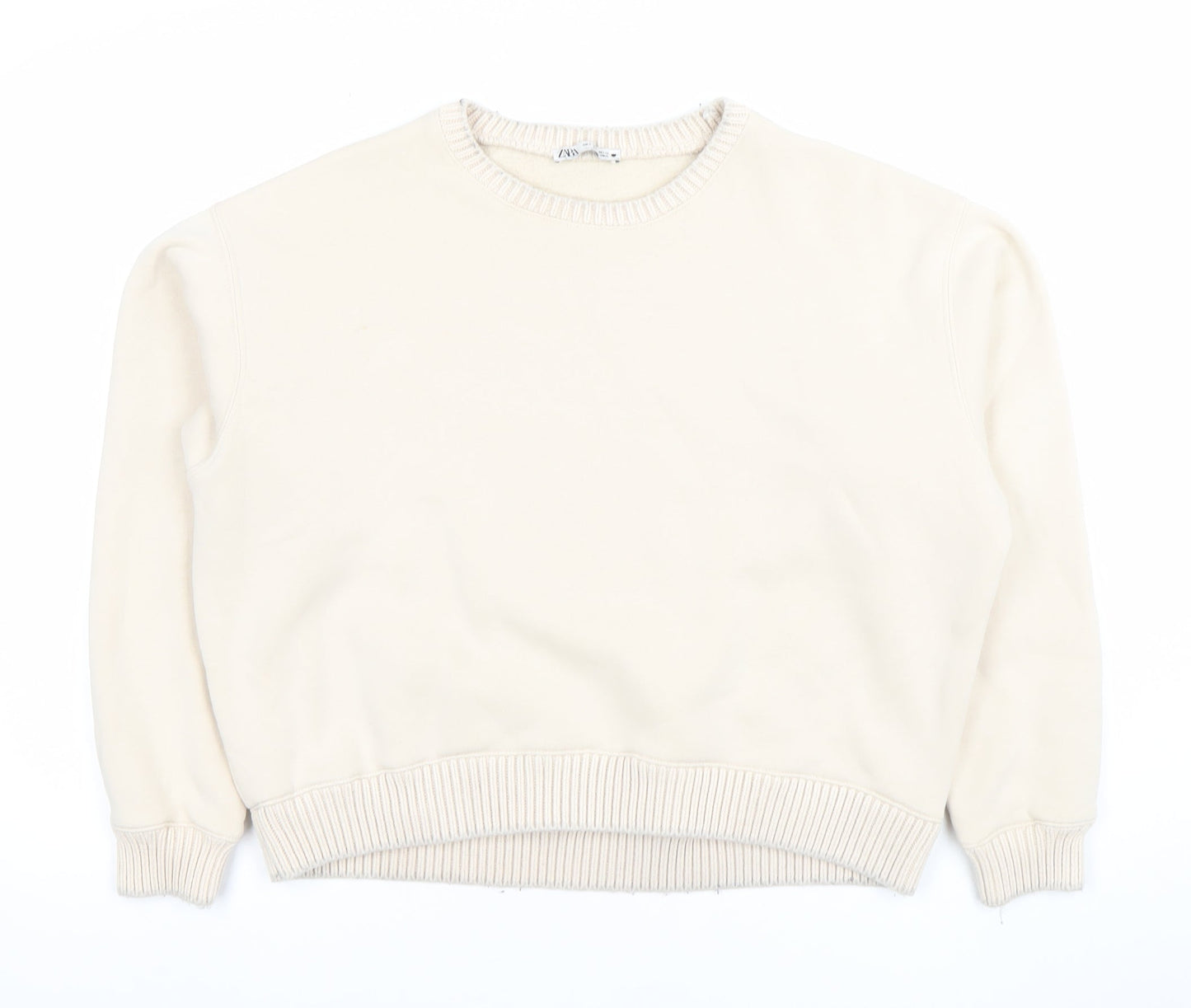 Womens UK Size S Zara Beige Pullover Sweatshirt