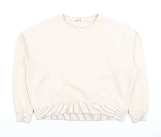 Womens UK Size S Zara Beige Pullover Sweatshirt