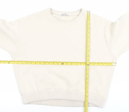 Womens UK Size S Zara Beige Pullover Sweatshirt