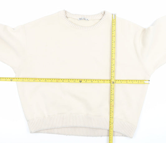 Womens UK Size S Zara Beige Pullover Sweatshirt