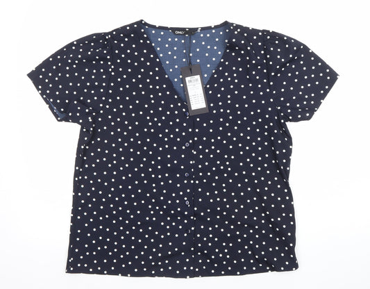 Womens UK Size L Only Blue Basic Blouse