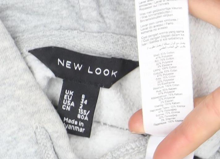 Womens UK Size 8 New Look Grey Pullover Hoodie