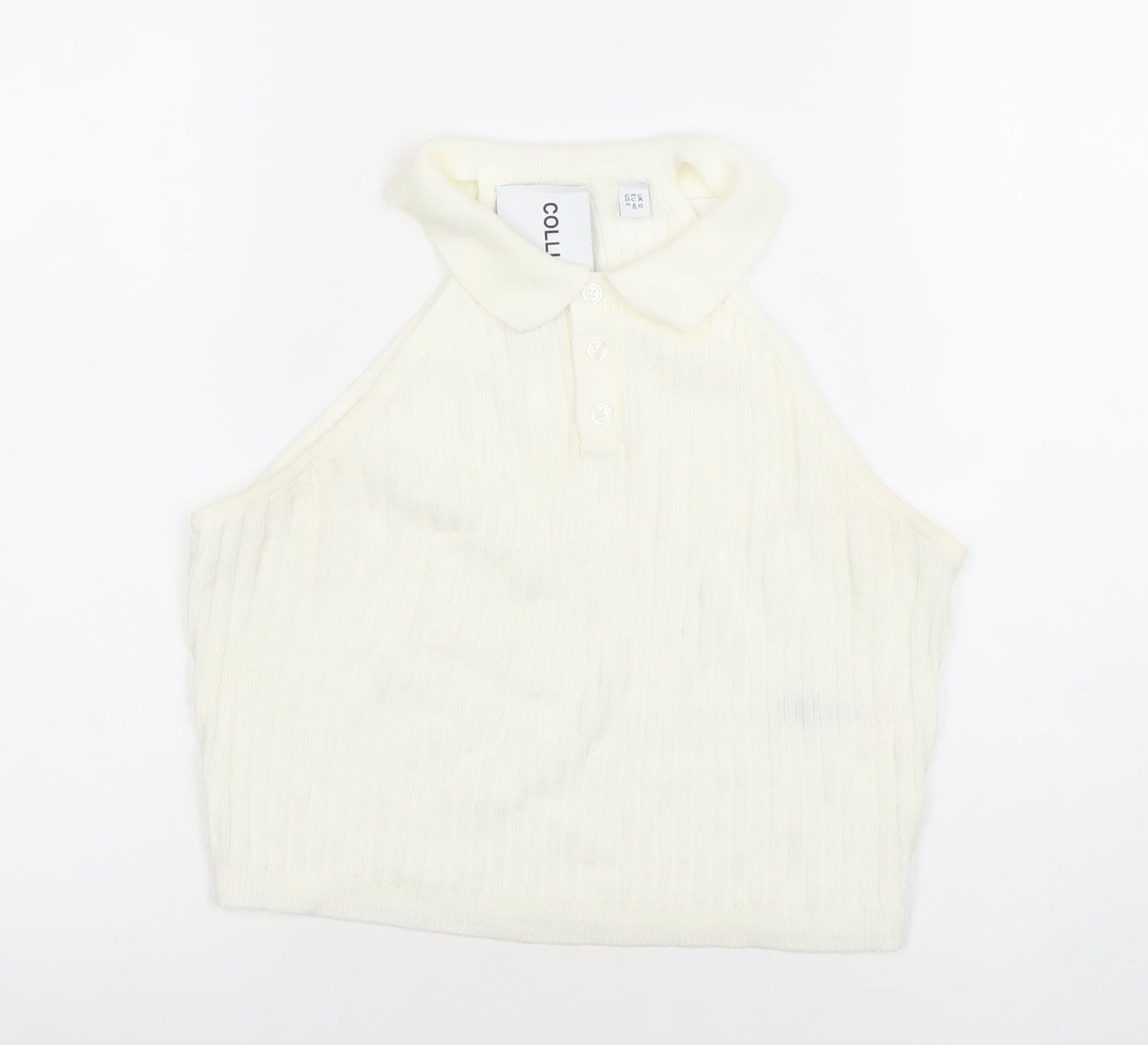 Womens UK Size 12 COLLUSION Ivory Cropped Polo