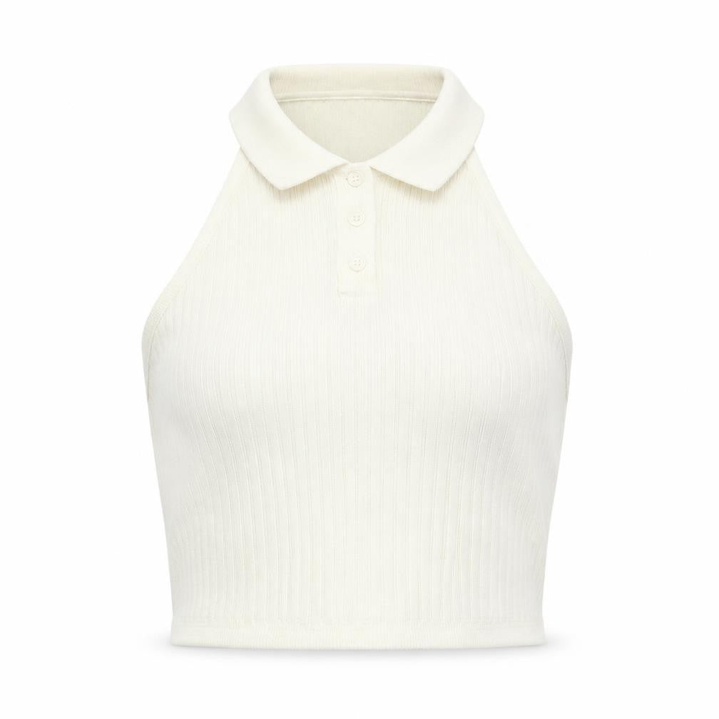 Womens UK Size 12 COLLUSION Ivory Cropped Polo