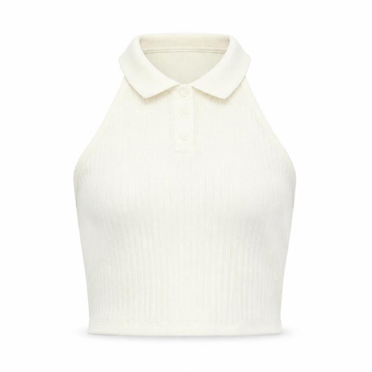 Womens UK Size 12 COLLUSION Ivory Cropped Polo