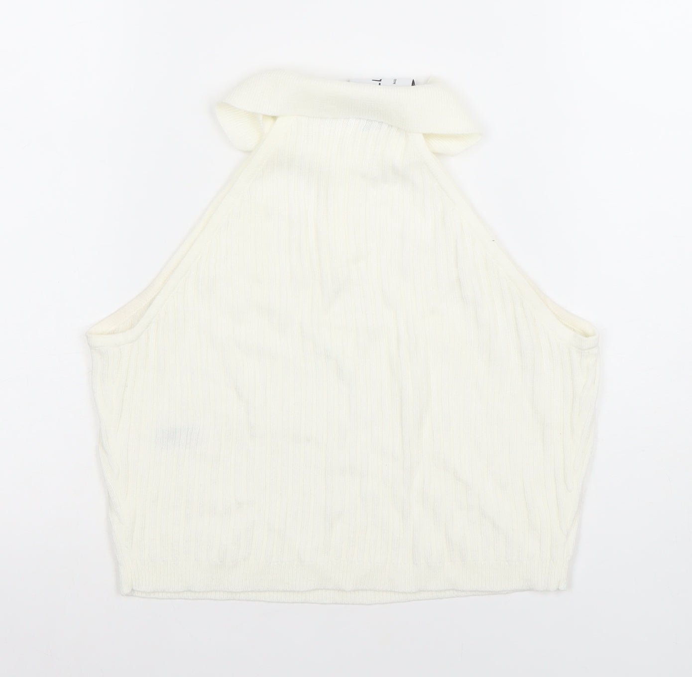 Womens UK Size 12 COLLUSION Ivory Cropped Polo