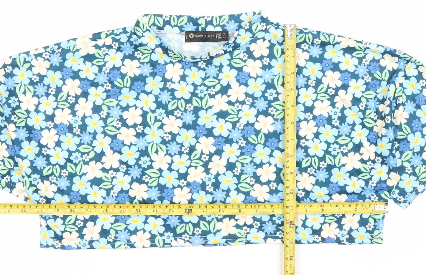 Womens UK Size 12 I SAW IT FIRST Blue Cropped Blouse