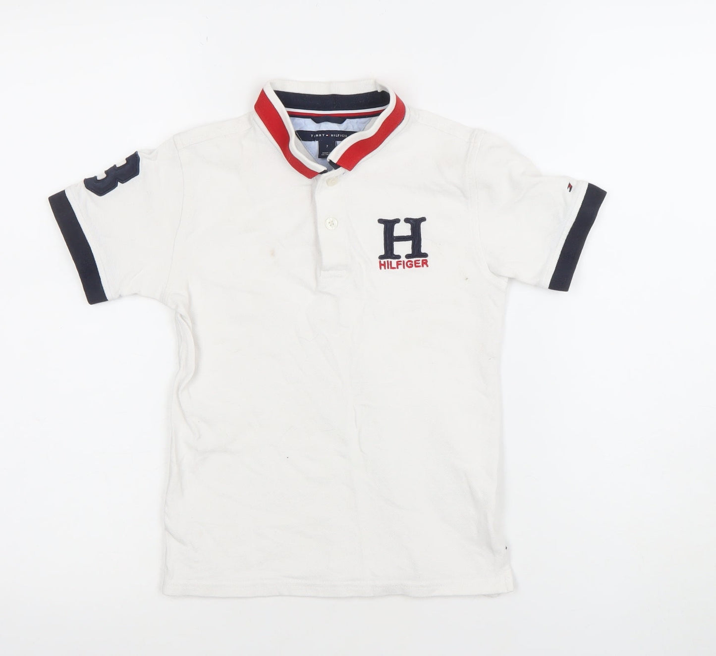 Boys UK Size 7 Years Tommy Hilfiger White Basic Polo
