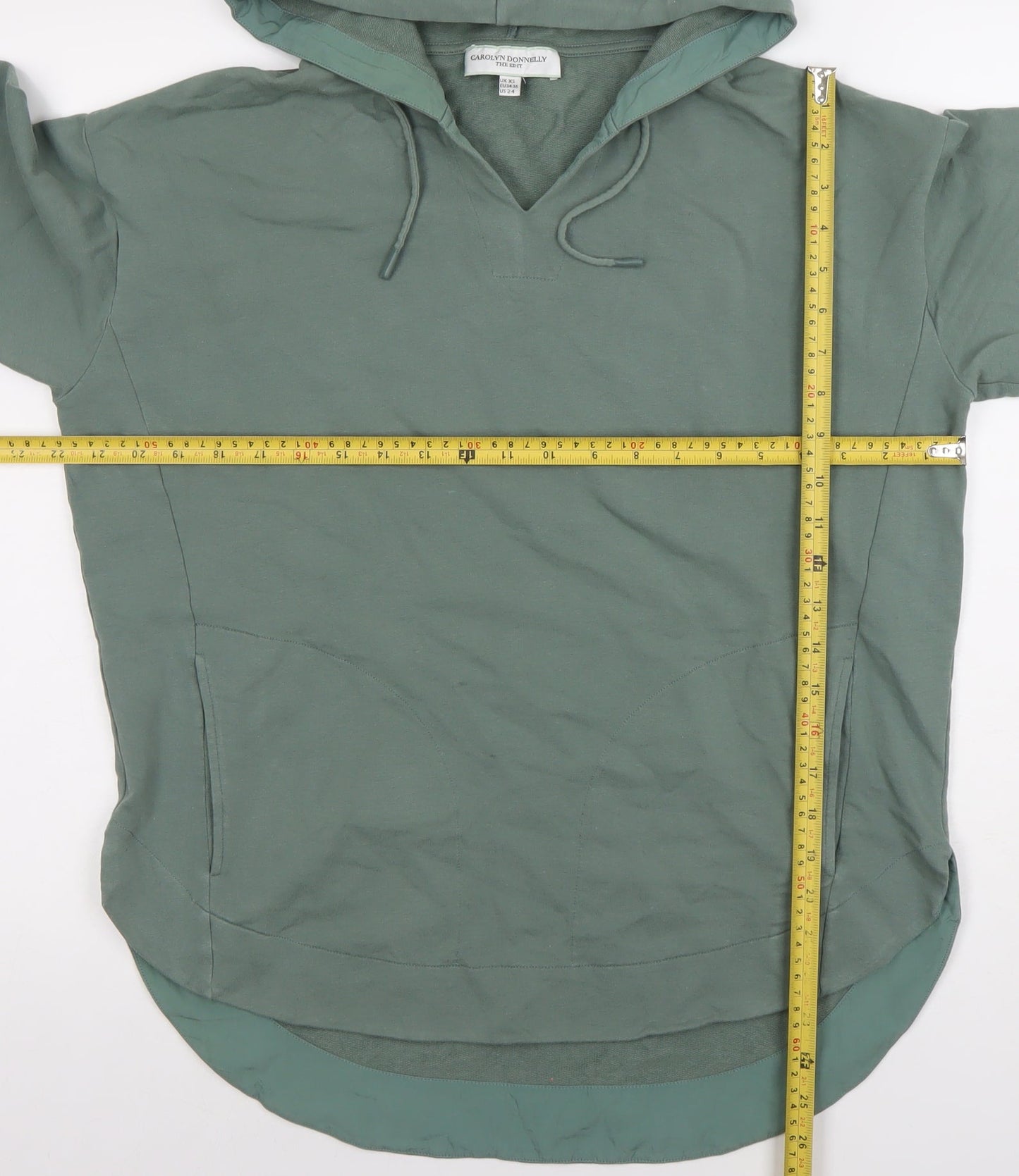 Womens UK Size XS Carolyn Donnelly The Edit Green Tunic Hoodie