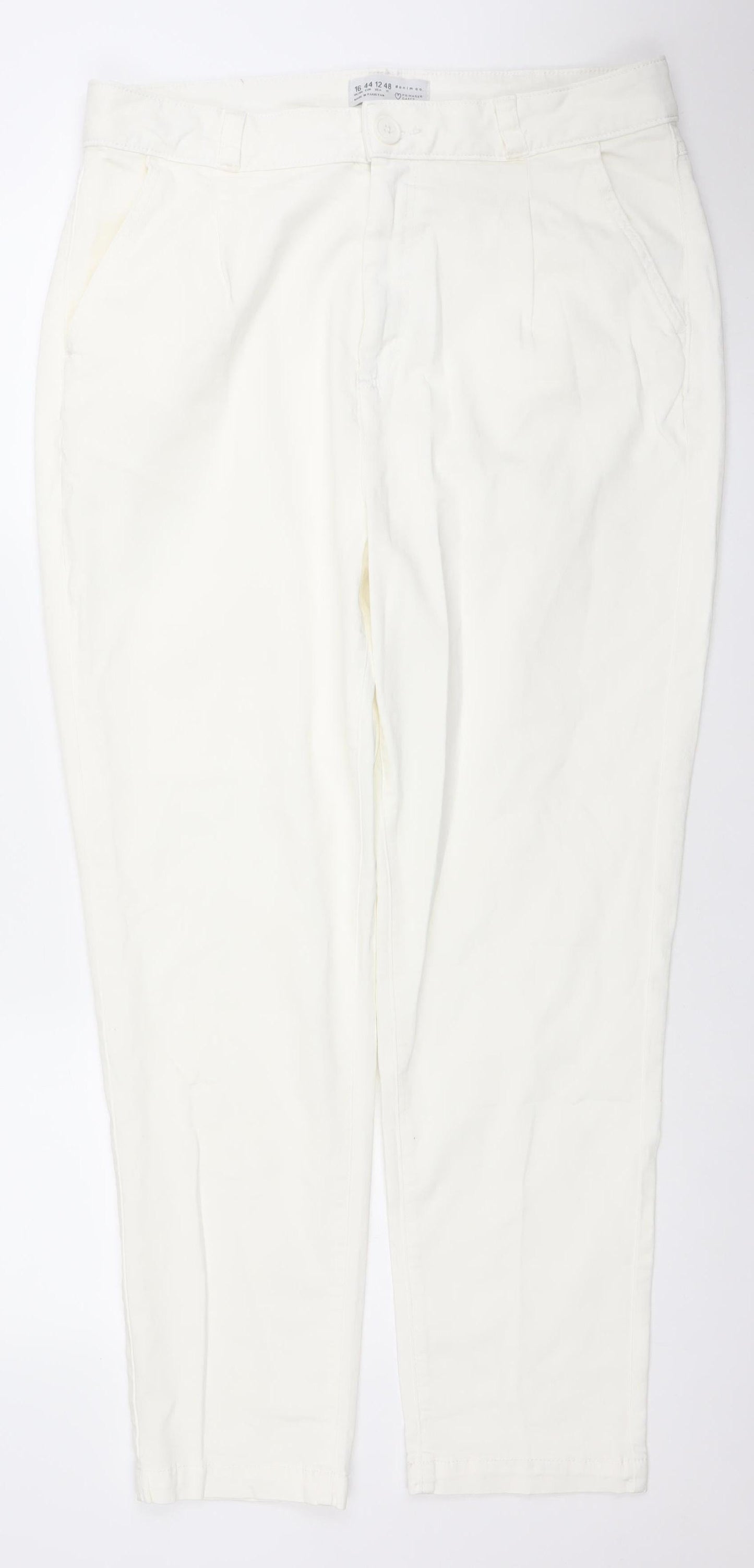 Primark Women White Skinny Jeans Size 16 Stretch Denim