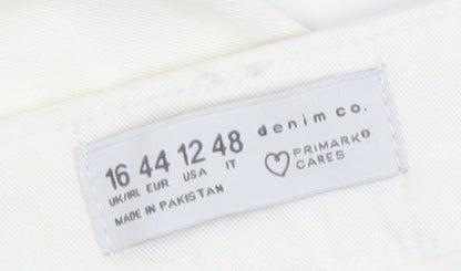 Primark Women White Skinny Jeans Size 16 Stretch Denim