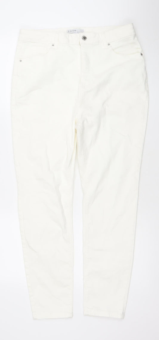 Primark Women White Skinny Jeans Size 16 Regular Fit Denim