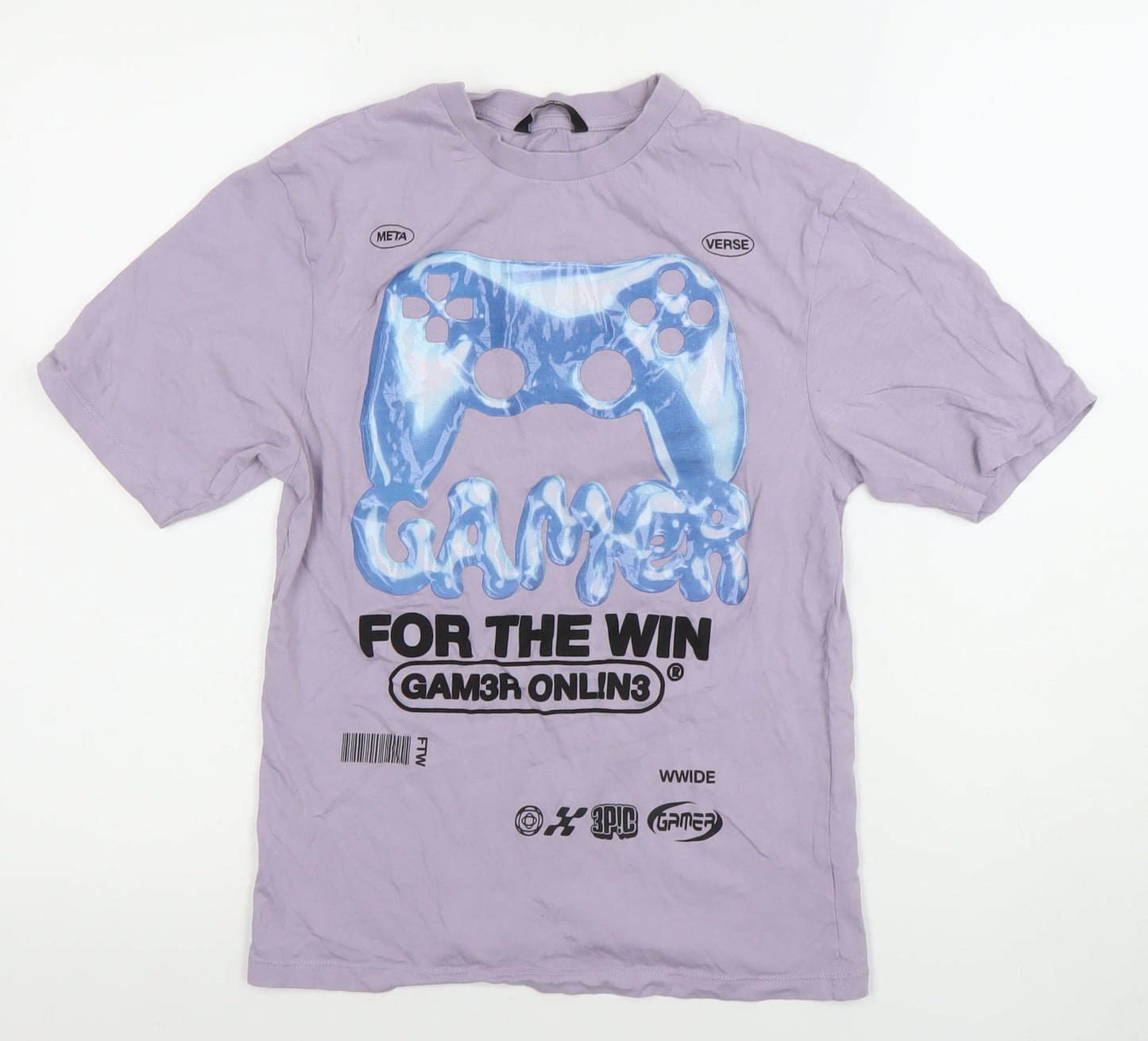 George Boys Purple Gamer Graphic T-Shirt 9-10 Years Short Sleeve Cotton