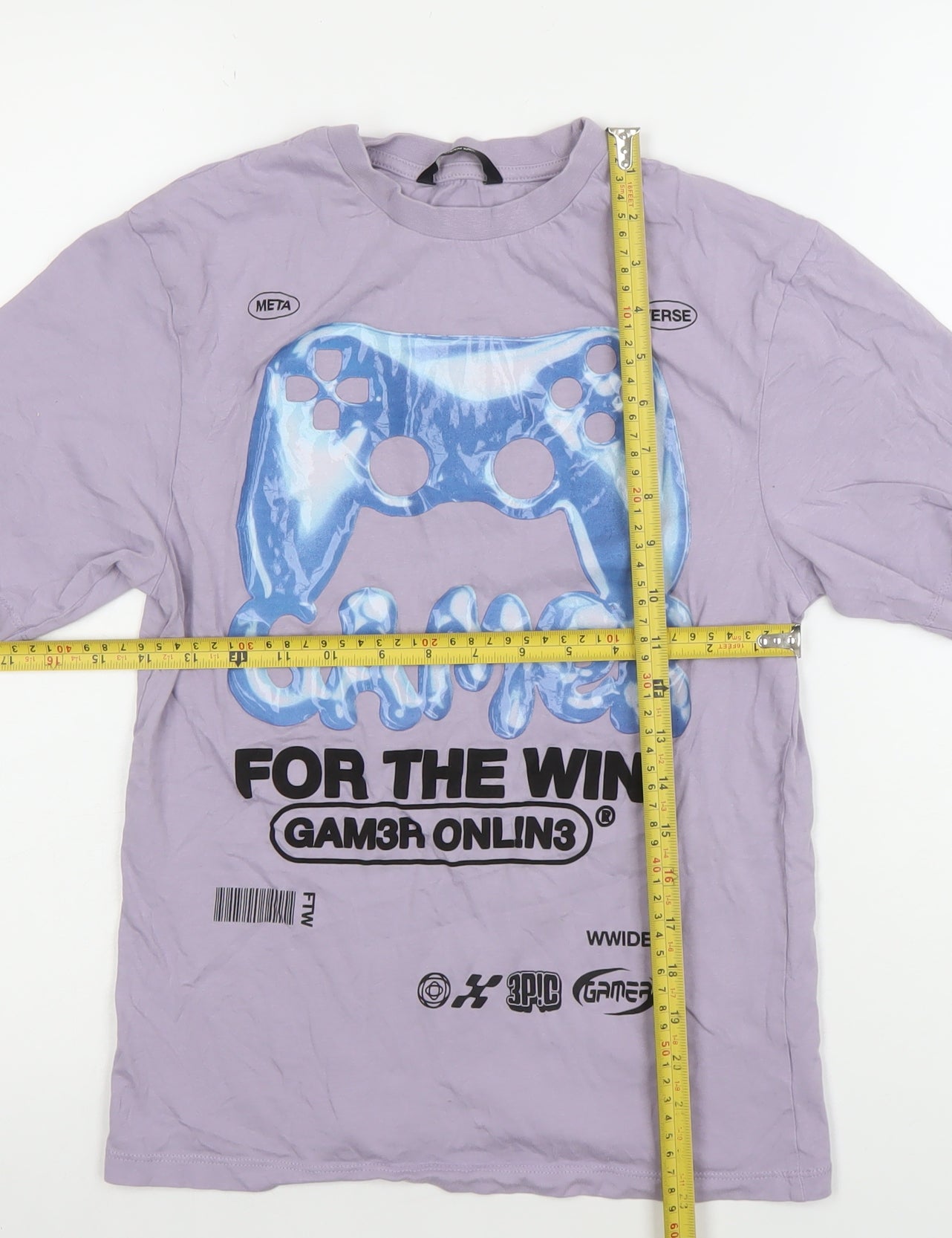 George Boys Purple Gamer Graphic T-Shirt 9-10 Years Short Sleeve Cotton