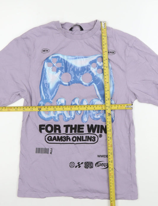 George Boys Purple Gamer Graphic T-Shirt 9-10 Years Short Sleeve Cotton