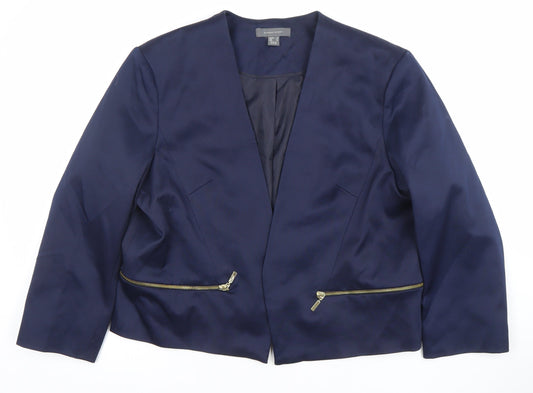 Atmosphere Women's Navy Blue Blazer Jacket Size 18 Lined Zip Detail