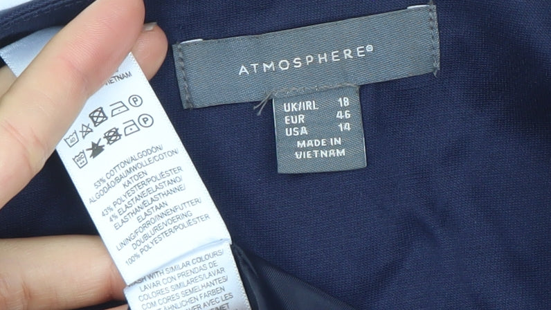 Atmosphere Women's Navy Blue Blazer Jacket Size 18 Lined Zip Detail