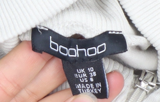 Boohoo Women’s Beige 1/4 Zip High Neck Sweatshirt UK 10