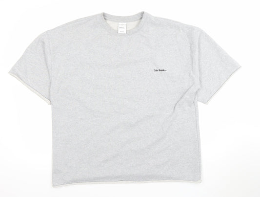 iets frans Womens Grey Basic Relaxed Fit Short Sleeve T-Shirt S