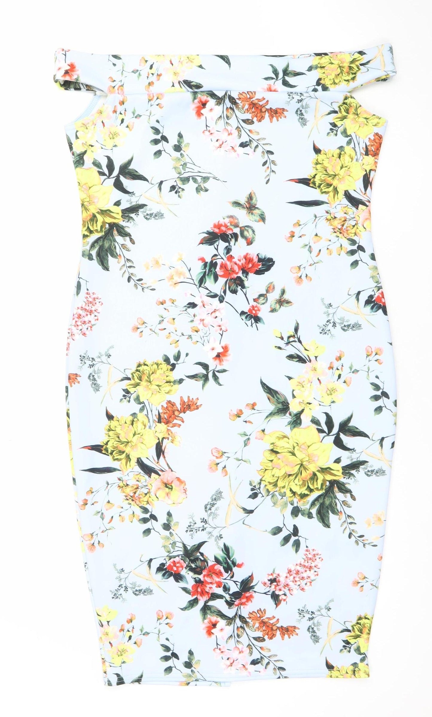 Boohoo Plus Size 18 Floral One Shoulder Bodycon Dress Multicoloured
