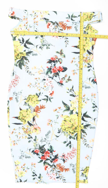 Boohoo Plus Size 18 Floral One Shoulder Bodycon Dress Multicoloured