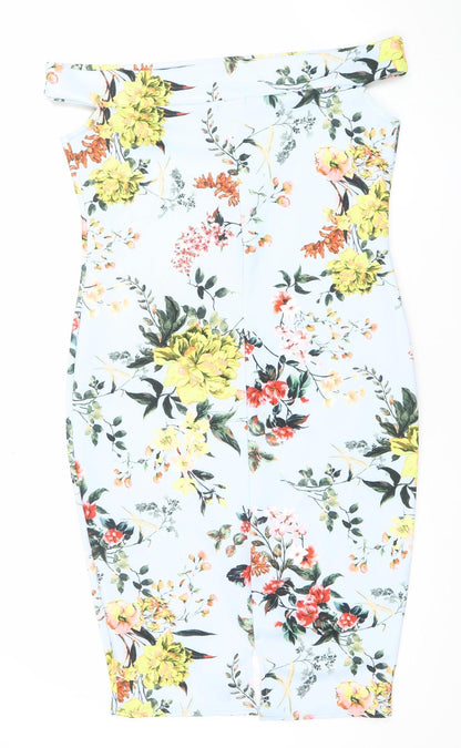 Boohoo Plus Size 18 Floral One Shoulder Bodycon Dress Multicoloured