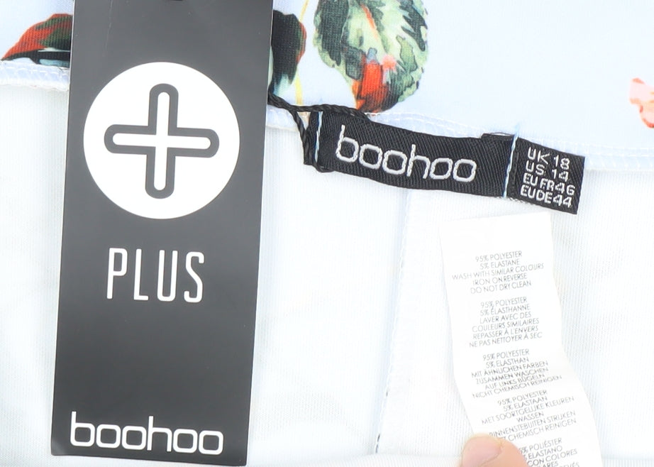 Boohoo Plus Size 18 Floral One Shoulder Bodycon Dress Multicoloured