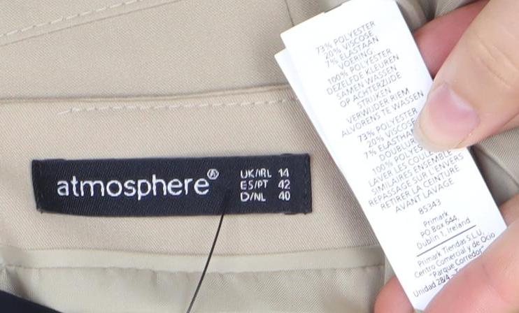 Atmosphere Women’s Beige Sheath Knee Length Dress Size 14 Short Sleeve