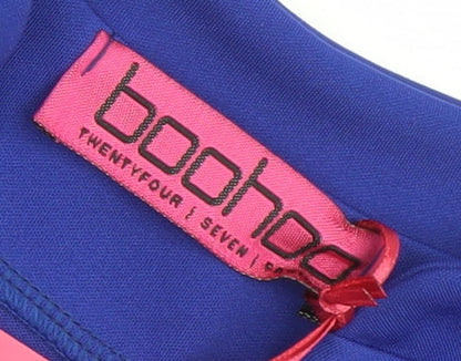 Boohoo Women Blue Size 14 Bodycon Short Sleeve Knee Length Dress