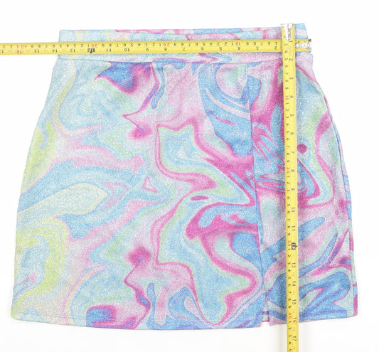 Primark Women’s Multicoloured Glitter Short Skirt S Stretch Polyester Festival