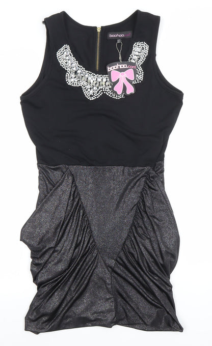 Boohoo Womens Black Size 14 Beaded Bodycon Party Dress