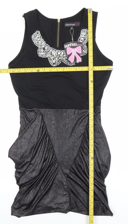 Boohoo Womens Black Size 14 Beaded Bodycon Party Dress