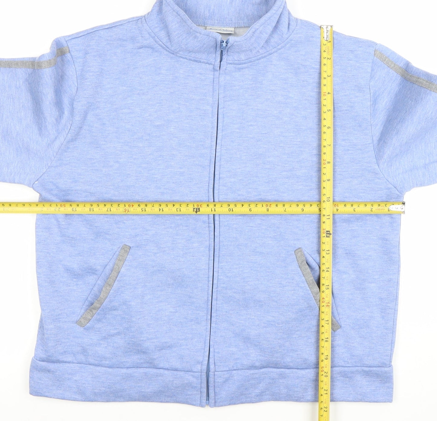 Womens UK Size 16-18 Joie de Vivre Blue Full Zip Sweatshirt