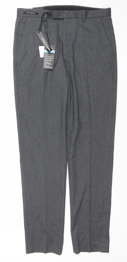 Dunnes Stores Men’s Grey Regular Fit Dress Pants 32W 33L Polyester Blend