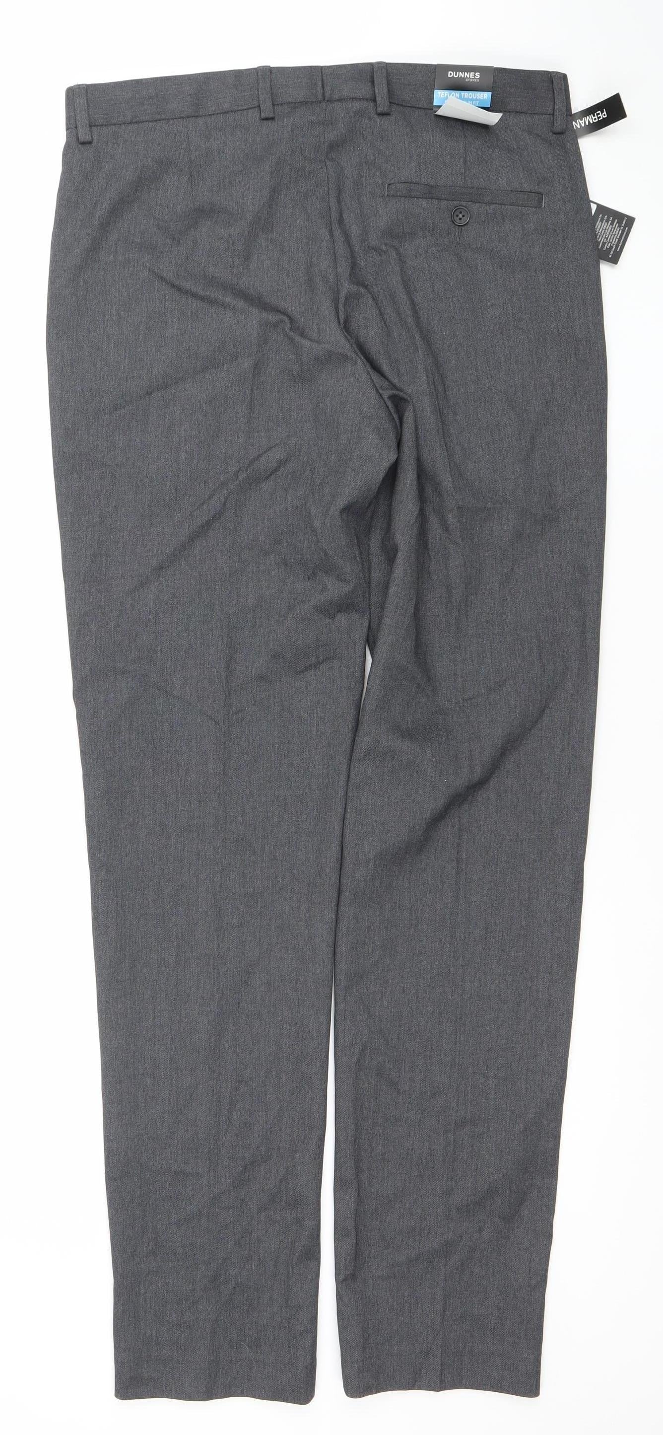 Dunnes Stores Men’s Grey Regular Fit Dress Pants 32W 33L Polyester Blend
