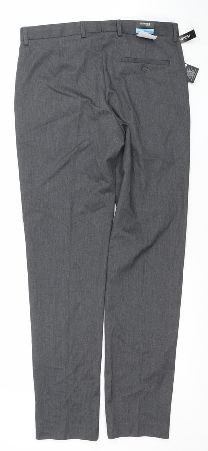 Dunnes Stores Men’s Grey Regular Fit Dress Pants 32W 33L Polyester Blend