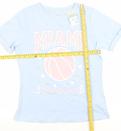 Primark Girls Blue Miami Basketball Graphic T-Shirt 12-13 Years