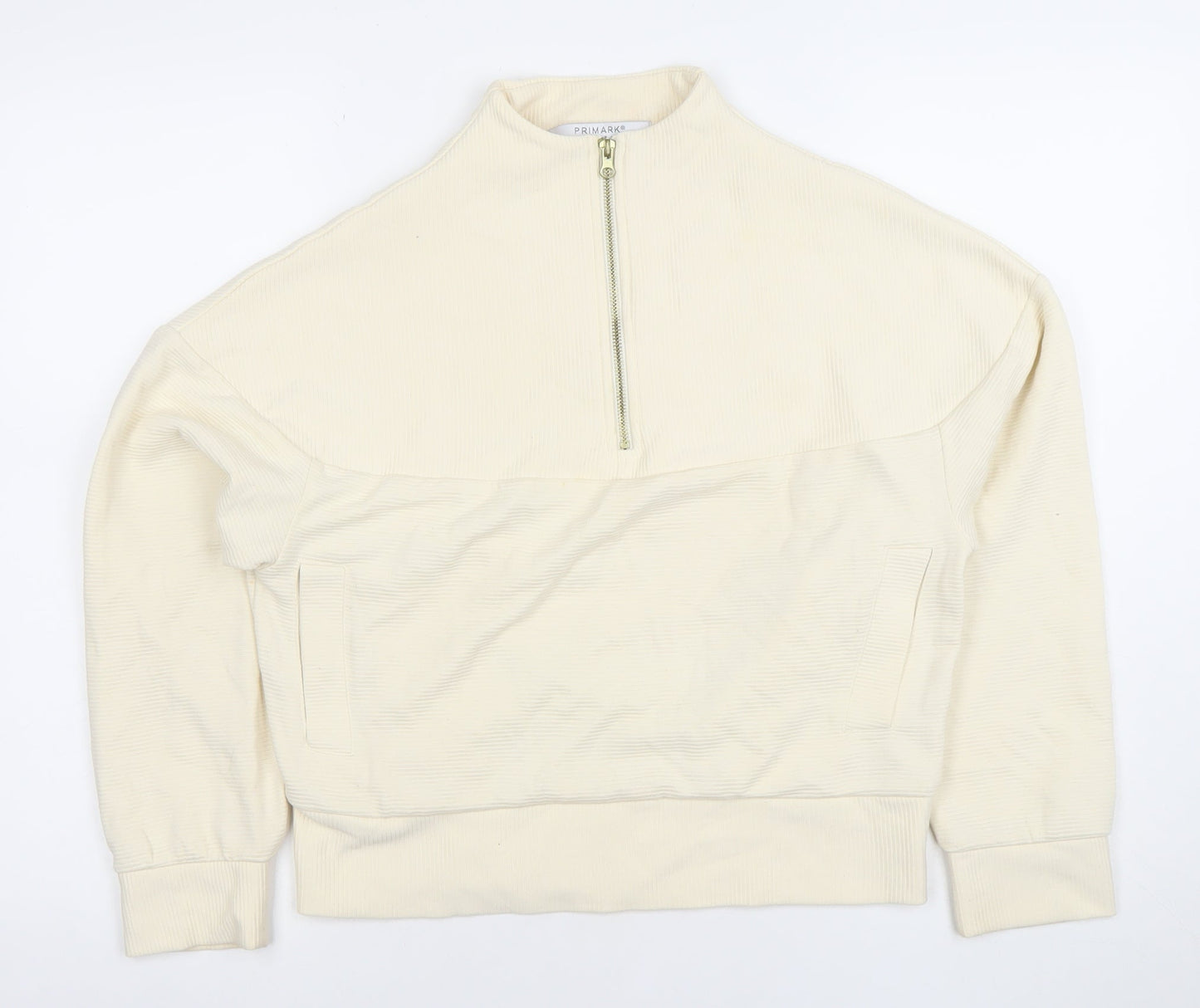 Primark Women's Beige 1/4 Zip Pullover Sweatshirt XS