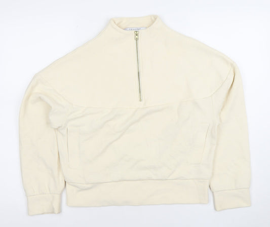 Primark Women's Beige 1/4 Zip Pullover Sweatshirt XS