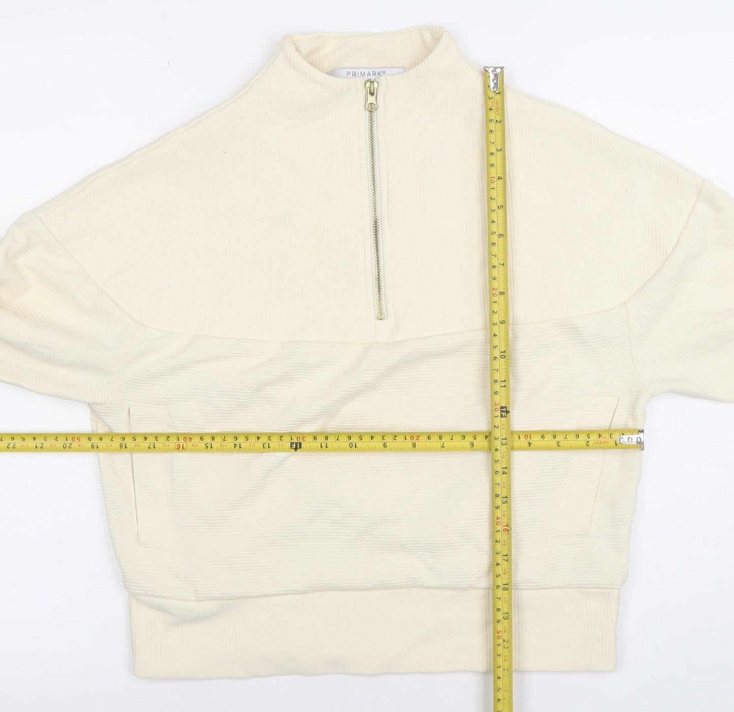 Primark Women's Beige 1/4 Zip Pullover Sweatshirt XS